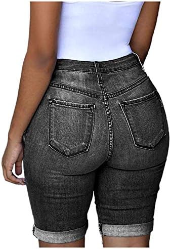 טופנדר סלימס מסלול מכנסיים קצרים במצוקה גבוהה נשים רחבות רגל חג המולד פיתוח גוף ג'ין ג'ינס קפרי מכנסיים אלגנטיים מוצקים.
