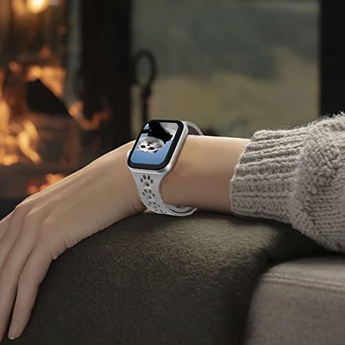 רצועת שעון סיליקון תואמת להקות Apple Watch 38 ממ 40 ממ 41 ממ 42 ממ 44 ממ 45 ממ נשים נשים, עיצוב טופר אטום למים רצועה רכה ספורט רך לסדרה