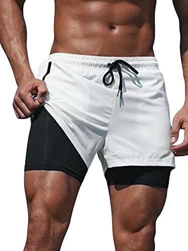 המותניים המותאמות של ורדוסה של גברים 2 ב 1 אימון מפעיל מכנסיים קצרים עם כיסי רוכסן