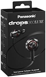Panasonic Drops360 ° Luxe Premium אוזניות סטריאו באוזן RP-HJX20-K בס חזק, עם מארז נסיעות