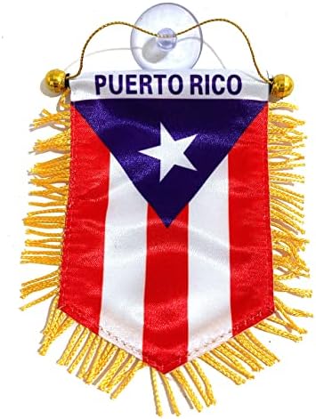 פוארטו ריקו קטן דגל מיני באנר אחורי ראייה מראה בוריקואה פוארטו ריקני דגל צבוע חלון תלוי