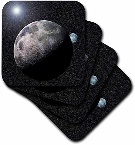3 ורד_19949_4 ירח ריקוד מערכת שמש סצנה של כדור הארץ וירח ריקוד בחלל מסלול קרמיקה אריחי תחתיות, סט של 8