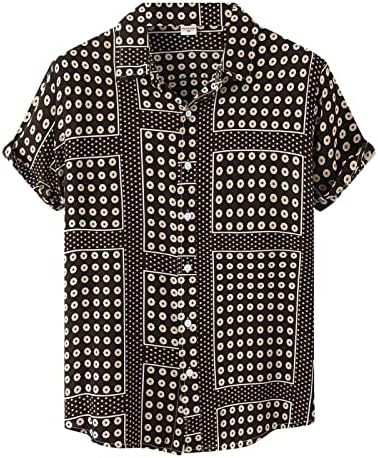 BMISEGM חולצת שמלה לקיץ גברים מזדמנים של גברים מזדמנים לשרוול שרוול קצר כפתור שרוול סגנון אתני חולצה חול סקרסקר