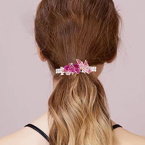 5 יחידות פרח צרפתית סיכת שיער קליפים עבור נשים, פרפר ריינסטון שיער קליפים, ברק ריינסטון שיער קליפים,פרח עיצוב שיער אביזרי עבור נשים