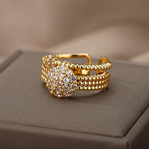 ויאלמה זירקון מעגל פתוח טבעות לנשים קריסטל זהב אצבע קסם מתכוונן טבעת חתונה ולנטיין תכשיטים-89959
