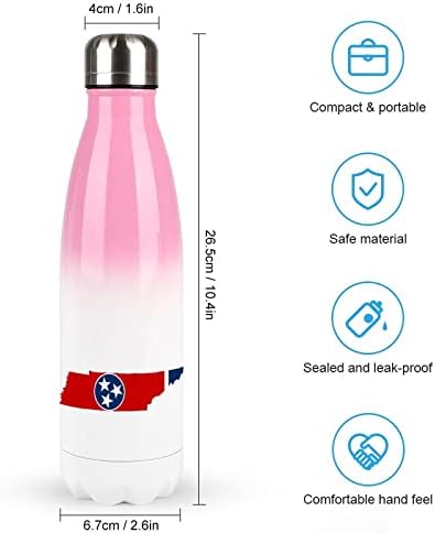 דגל מדינת טנסי מפת בקבוק מים מפלדת אל חלד עם מכסה מבודד כוס כוס כוס דליפות ספל נסיעות דליפה