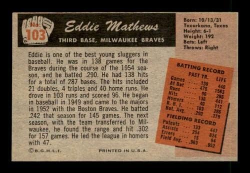 103 אדי מת'וס חוף - 1955 כרטיסי בייסבול של באומן מדורגת NM - כרטיסי טירון בייסבול