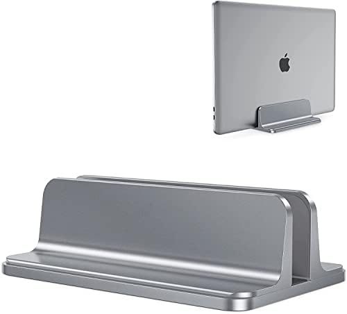S Skstyle מחשב נייד אנכי מחשב מעמד, עמדת MacBook אלומיניום שולחנית עם גודל מזח מתכוונן, מתאימה לכל MacBook, Surfe, Chromebook ומחשבים