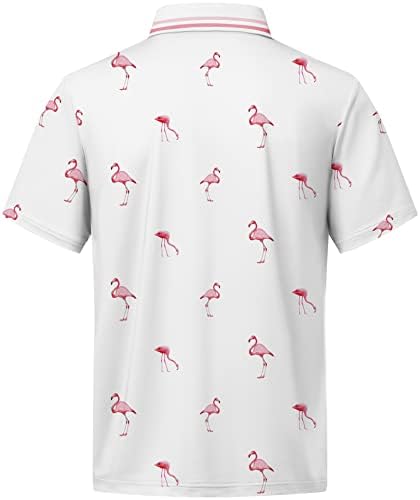 חולצת גולף של Lldress Mens Print ביצועים יבש בכושר לחות מפתחת חולצות פולו שרוול קצר לגברים