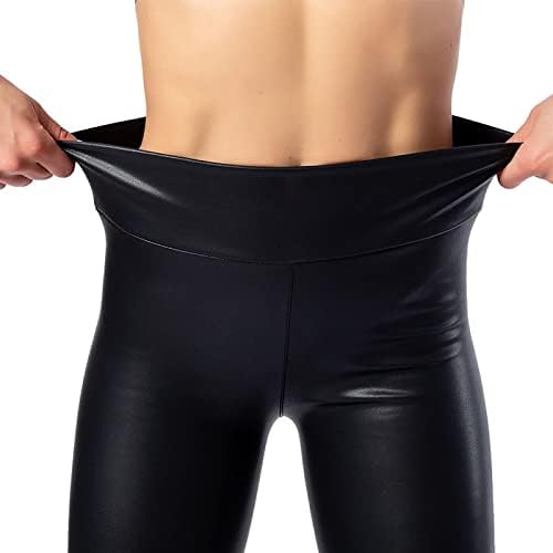 מראה עור מותניים גבוהה מכנסיים דיסקו רטוב בוטו מבריק נשים חותלות מכנסיים מכנסיים בתוספת גודל נשים מכנסי קז ' ואל