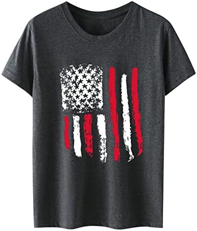חולצת יום העצמאות של HGCCGDU בתוספת גודל תלבושות 4 ביולי לנשים 2023 חולצות פטריוטיות דגל אמריקאי מודפס טיז בסיסי