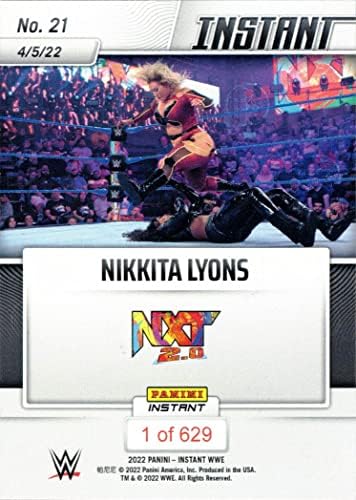 2022 Panini Instant WWE היאבקות 21 כרטיס טירון של Nikkita Lyons - רק 629 תוצרת!