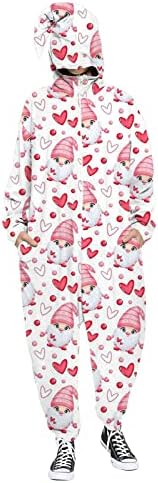 יום האהבה לגברים ונשים אהבה הדפסת רוכסן ברדס עם סוודר רוכסן פיג'מה מפלגת מפלגת סרבלים סרבלים