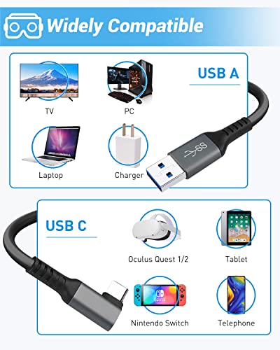 כבל קישור 15ft תואם ל- Oculus Quest 2/Meta Quest 2/VR אוזניות/PC/Samsung/Huawei, 5M Quest 2 כבל קישור ארוך USB 3.0 לכבל USB C, אביזרי