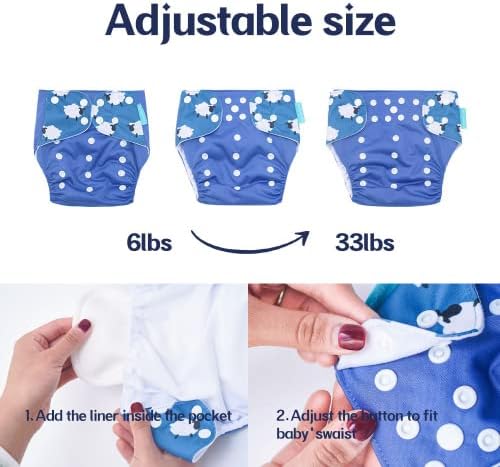 Happyflute 4 ערכות חיתולי כיס בוד תינוקות שזה עתה נולד בגודל אחד ניתן לשימוש חוזר לניתוח לתינוקות ובנות