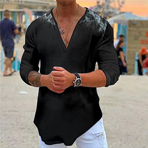 BMISEGM חולצות אימון קיץ לגברים קיץ זכר מזדמן V צוואר שרוול ארוך 3D הדפס חולצת T חולצה גרפיקה שרוול ארוך T