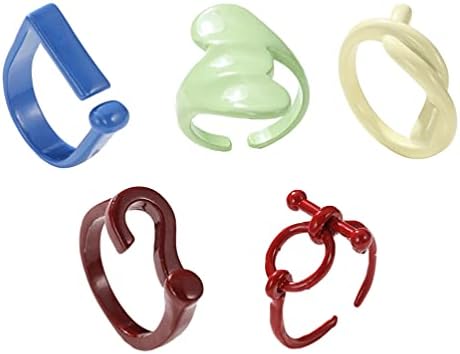 Happyyami 5 יחידות טבעות אצבעות צבעוניות טבעת שרשרת שמנמנה טבעת אצבע פתוחה טבעת טבעת נוקבת