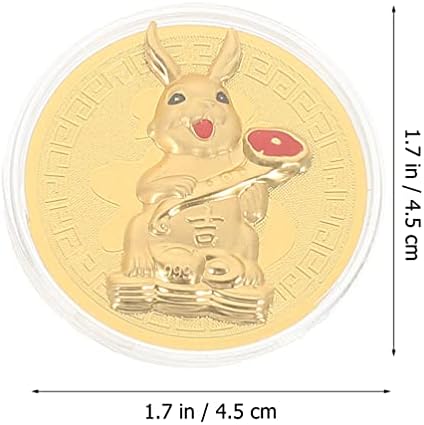 2023 סיני חדש שנה הנצחה מטבעות 10 סטים גלגל המזלות ארנב מטבעות אמנות שנה של ארנב אוסף מטבעות פנג שואי זהב מטבעות עם אחסון שקיות עבור עושר