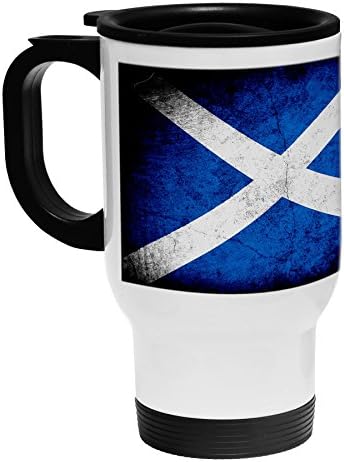 ExpressItbest לבן נירוסטה קפה/ספל נסיעות - דגל סקוטלנד סקוטש - כפרי