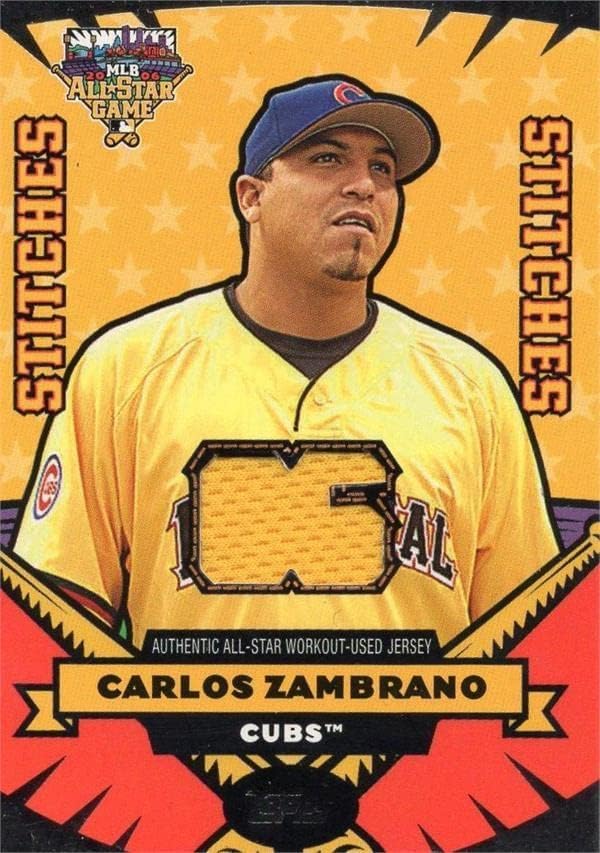 שחקן קרלוס זמברנו משולל ג'רזי כרטיסי בייסבול 2006 Topps All Star Stitches ASCS - משחק MLB משומש גופיות