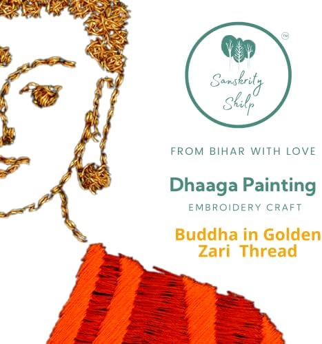 Sanskrity Shilp - ציור קיר רקמה של בודהה לסלון - פריטי קישוט ומתנה לחמשת בית