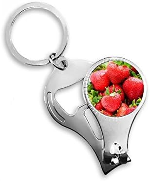 תלת תות אדום טריים תמונת ציפורניים טבעת ניפר טבעת שרשרת מפתח בקבוקי בקבוק קוצץ