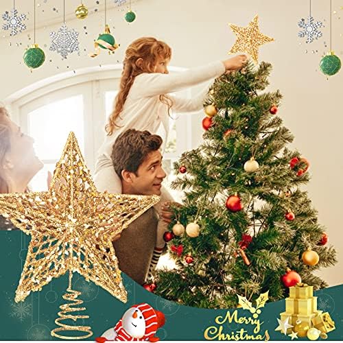 טופר עץ כוכב חג המולד של DPFHL, כוכב טופר עץ עץ הזן נצנצים זהב לעץ חג המולד, 8 אינץ
